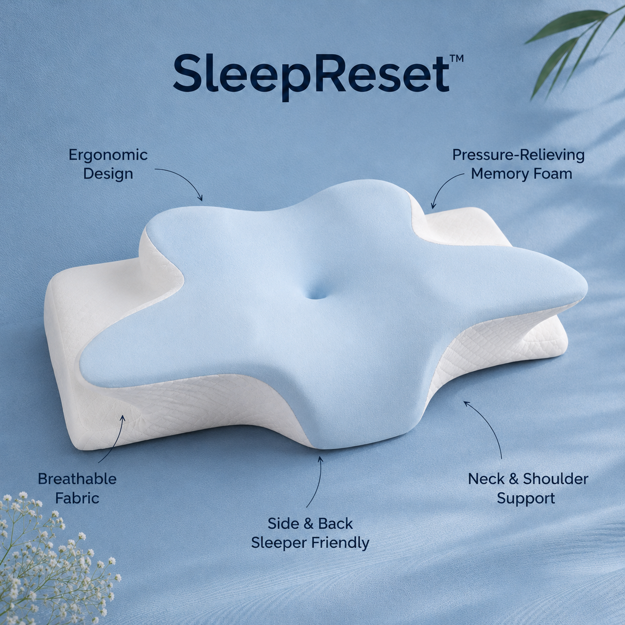 Rowoh SleepReset™
Contoured Neck Support Pillow