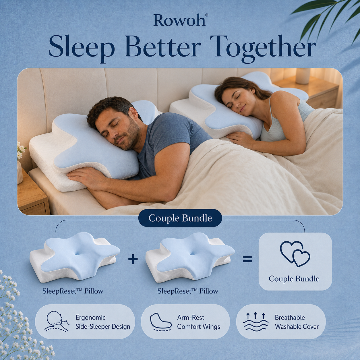 Rowoh SleepReset™
Contoured Neck Support Pillow