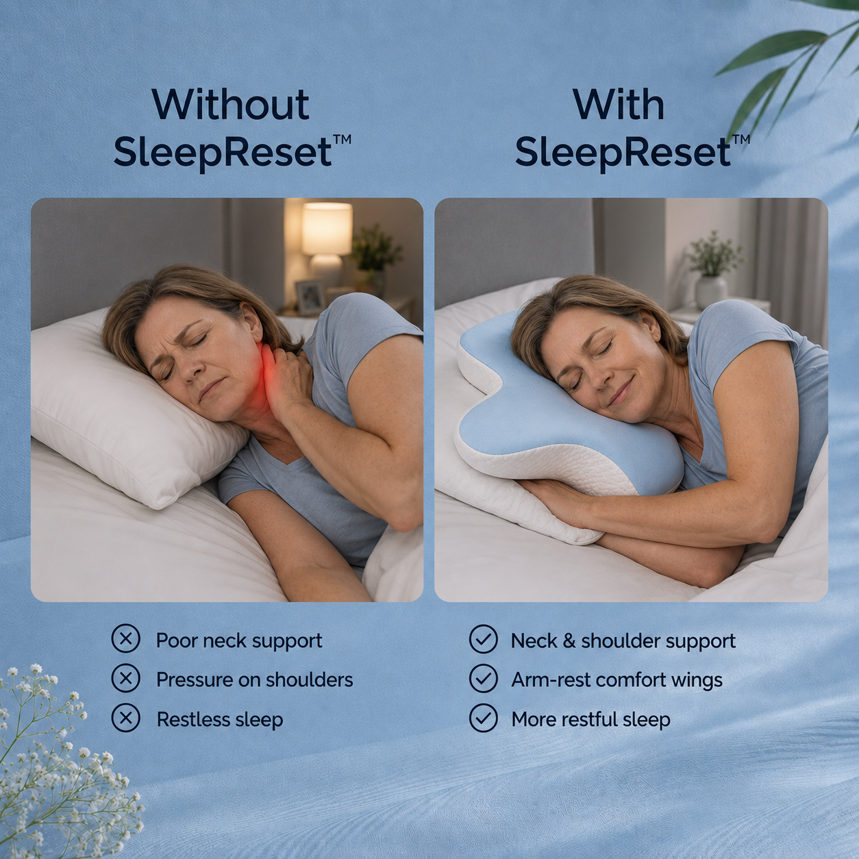 Rowoh SleepReset™
Contoured Neck Support Pillow
