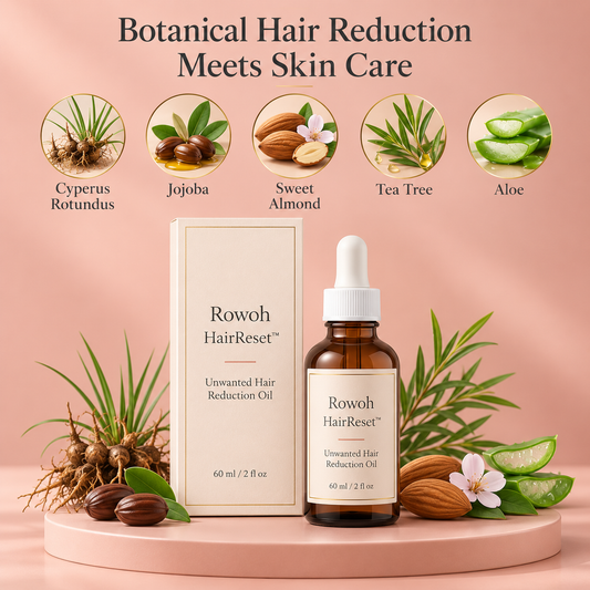 Rowoh Cyperus Rotundus Hair-Reduction Oil — Natural Permanent Hair Reduction for Face & Body