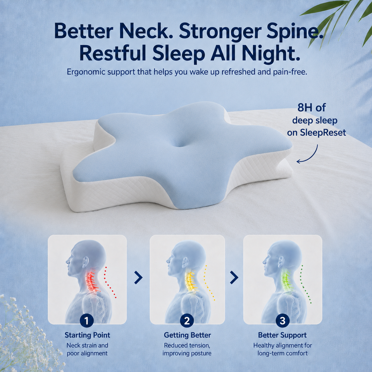 Rowoh SleepReset™
Contoured Neck Support Pillow